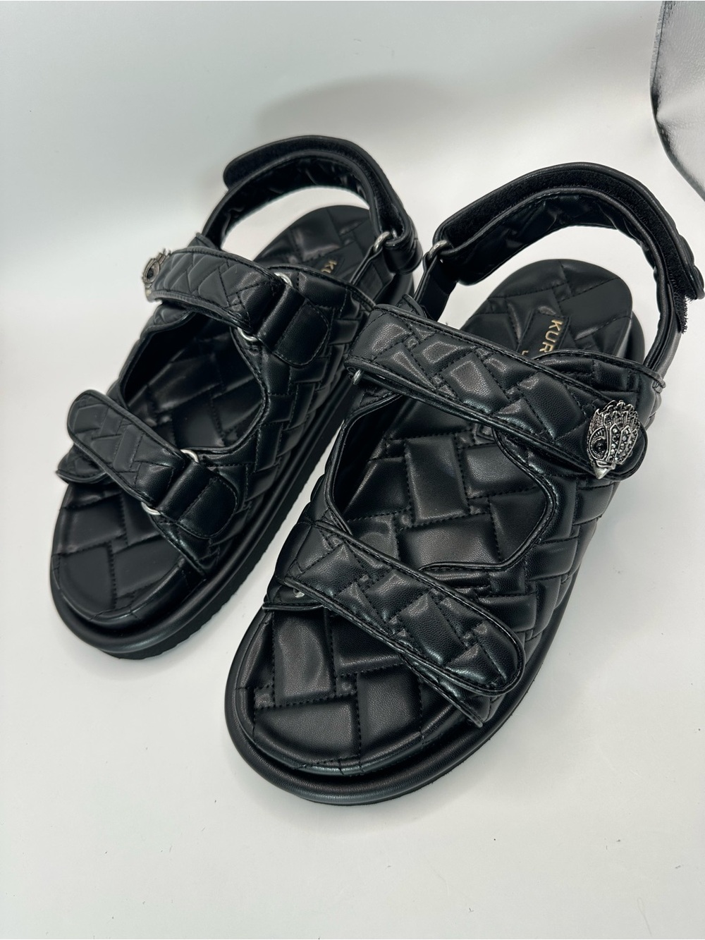 Kurt Geiger London Orson Quilted Slingback Sandals Black EU 40 US 9 NWOB